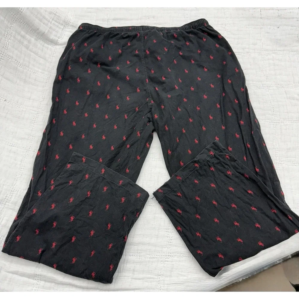Polo Ralph Lauren Men's 2 Piece Sleepwear Set XL Black Pants w/ Gray Waffle Top